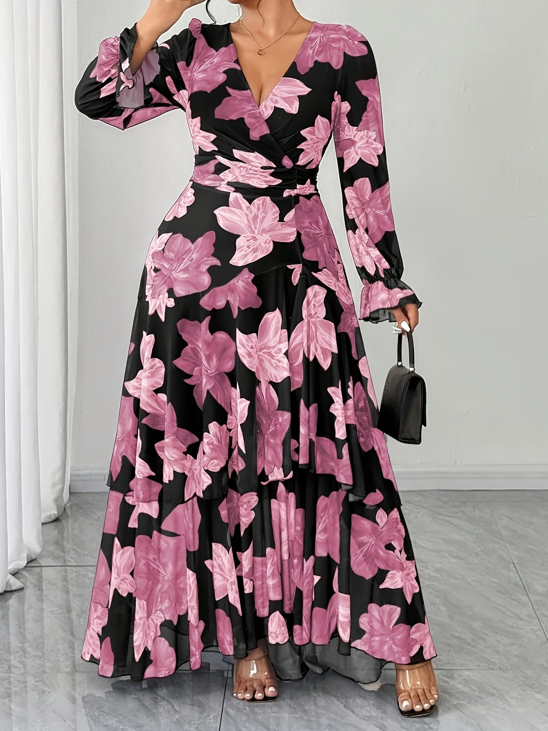 Plus Size, Fashion Casual Mesh Elegant Temperament Dress