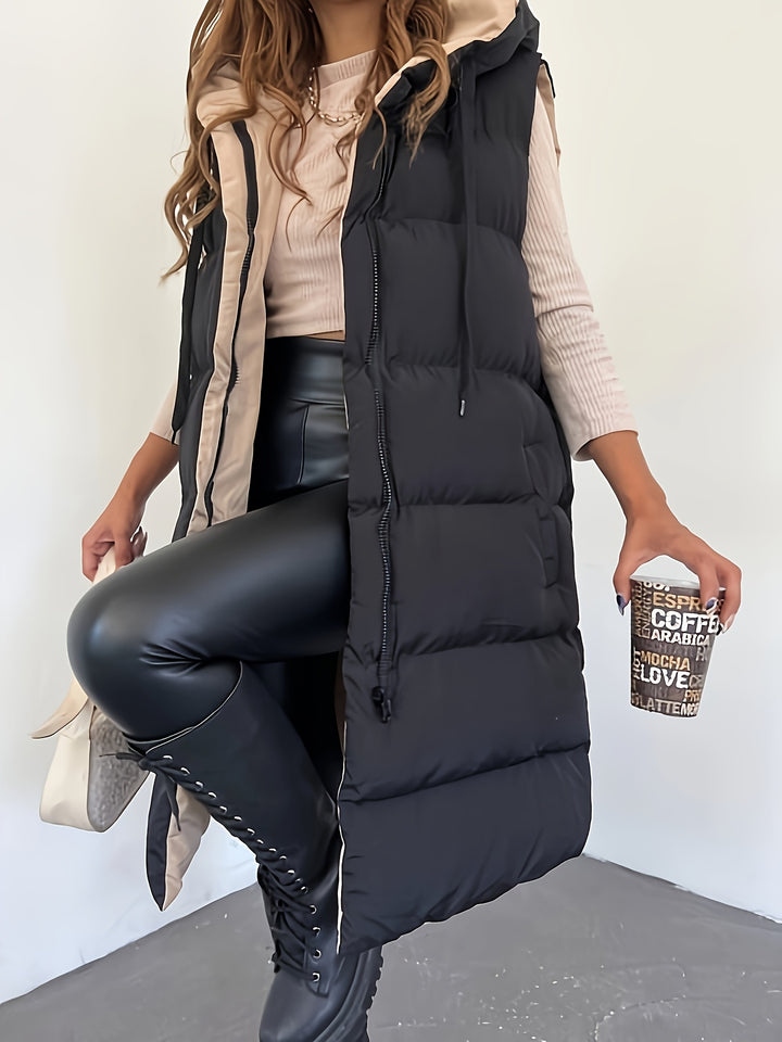 Casual Sleeveless Drawstring Warm Vest For Fall & Winter-Bennys Beauty World