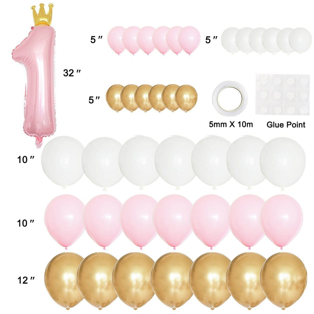 41pcs Latex Balloons First 1st Birthday Party Decorations Bennys Beauty World