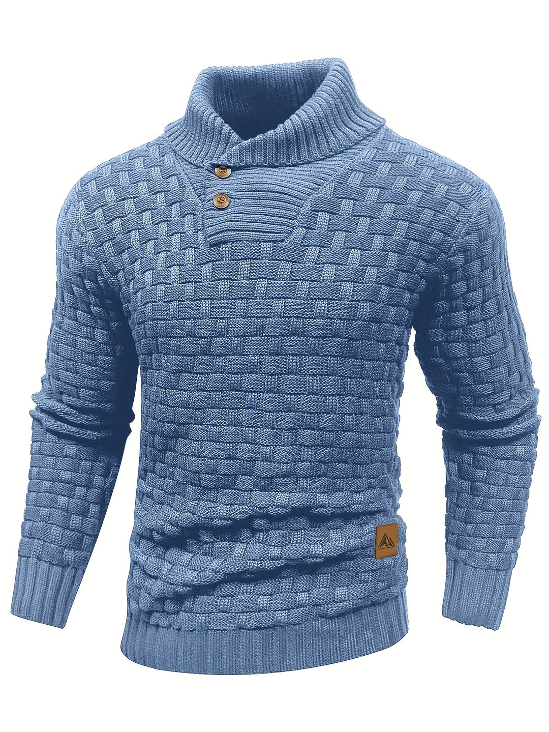 Men's Casual Waffle Knit Lapel Button Sweater
