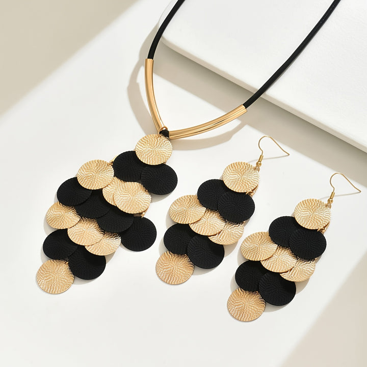 A Stylish Three-Piece Set of Earrings And a Necklace