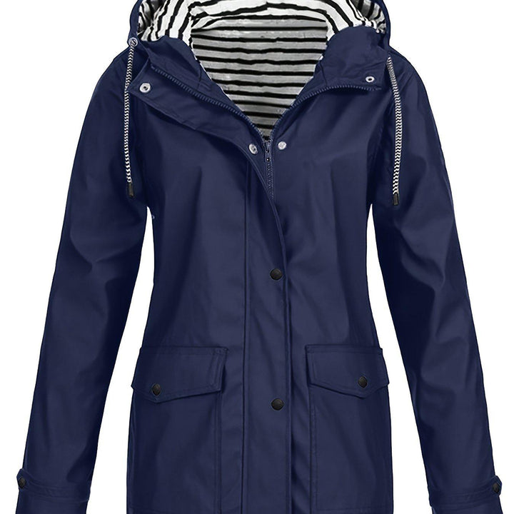 Cozy Lined Striped Zip Up Hooded Jacket-Jacket-Bennys Beauty World