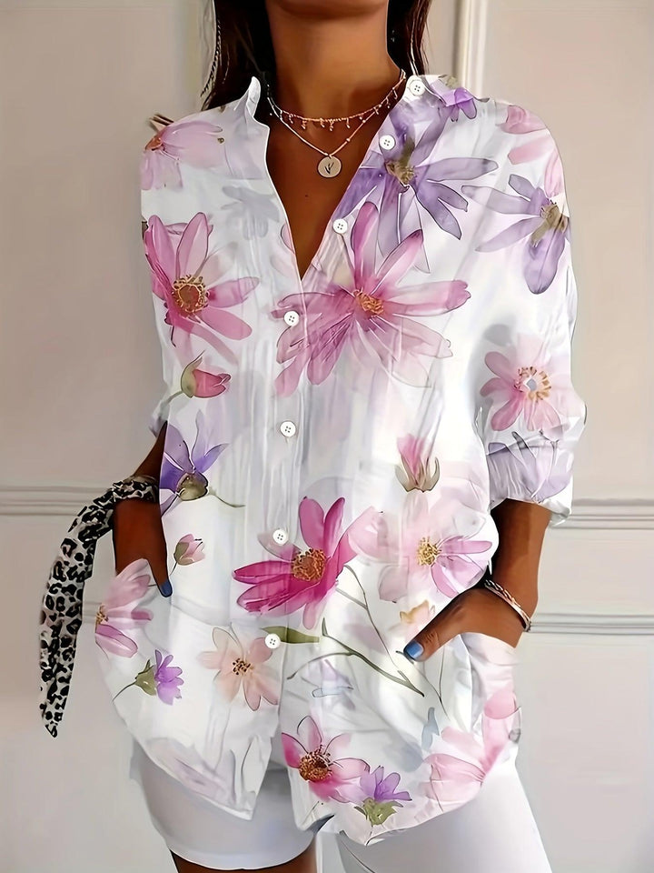 Women's Lightweight Floral Print Blouse-Bennys Beauty World