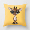 45cmx45cm Geometric Yellow Love Giraffe Pillowcase Bennys Beauty World