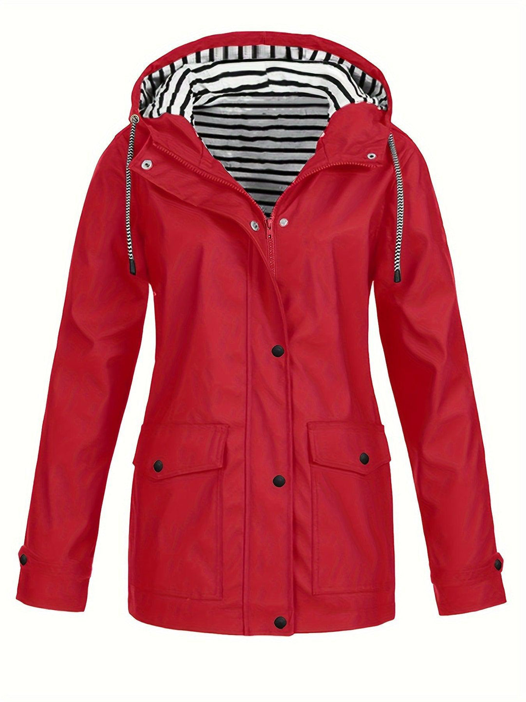 Cozy Lined Striped Zip Up Hooded Jacket-Jacket-Bennys Beauty World