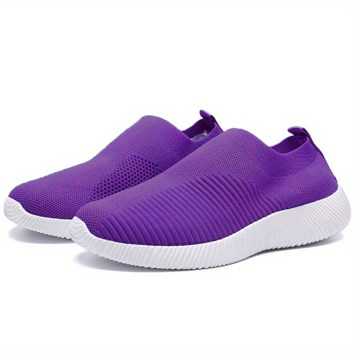 Lightweight Women's Slip-On Sneakers  Solid Color Casual Shoes