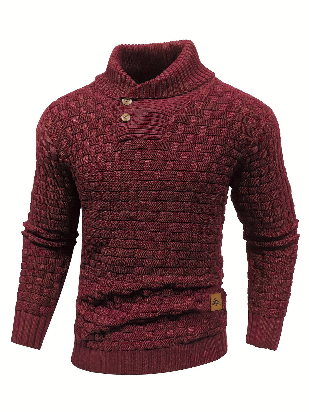 Men's Casual Waffle Knit Lapel Button Sweater