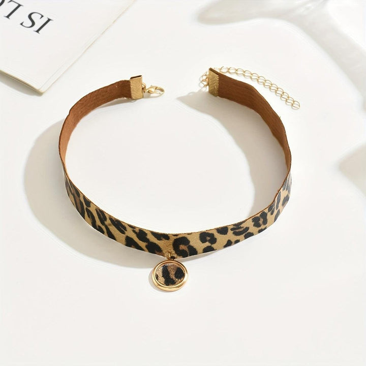 1pc Vintage Hip Hop Style Leopard Print Choker Necklace - Bennys Beauty World