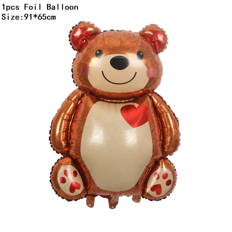 4D Sitting Bear Holding Cake Balloon Decor Bennys Beauty World