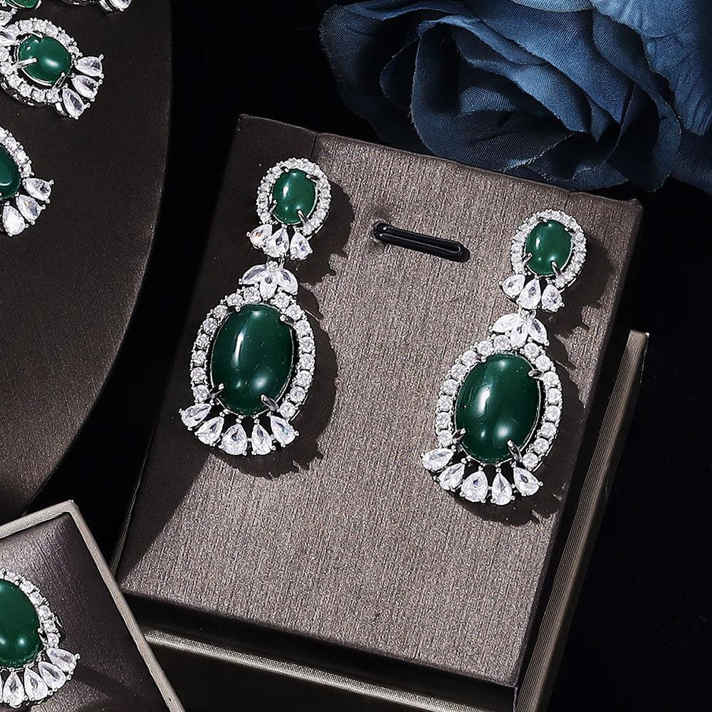 4PCS Luxury Green Purple Set For Women Wedding Cubic Zircon Bridal Jewelry Bennys Beauty World