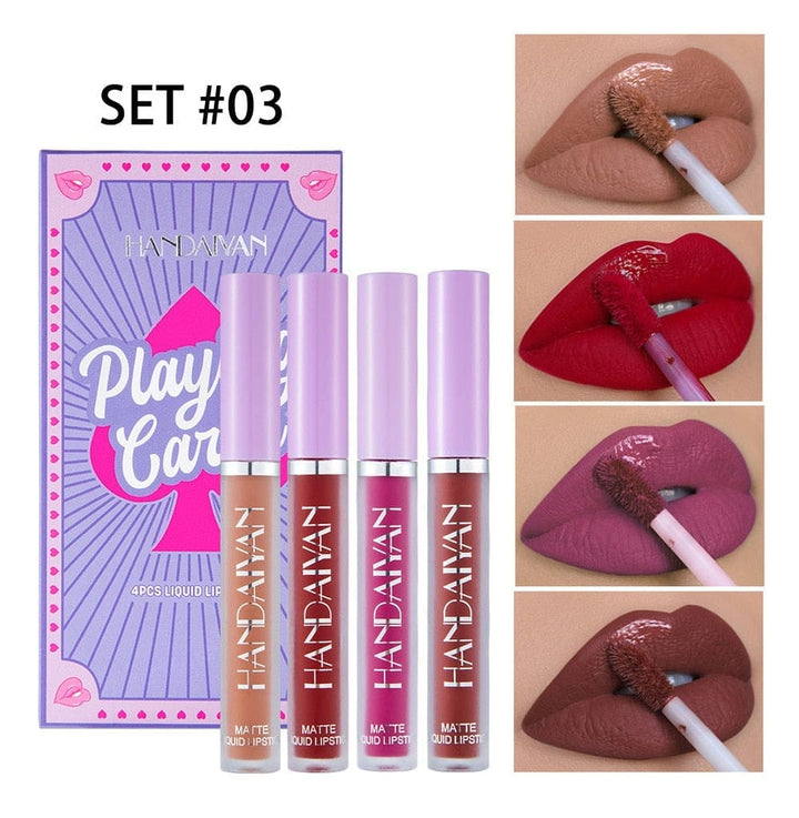 4Pcs/Set Playing Card Velvet Matte Lipstick Bennys Beauty World