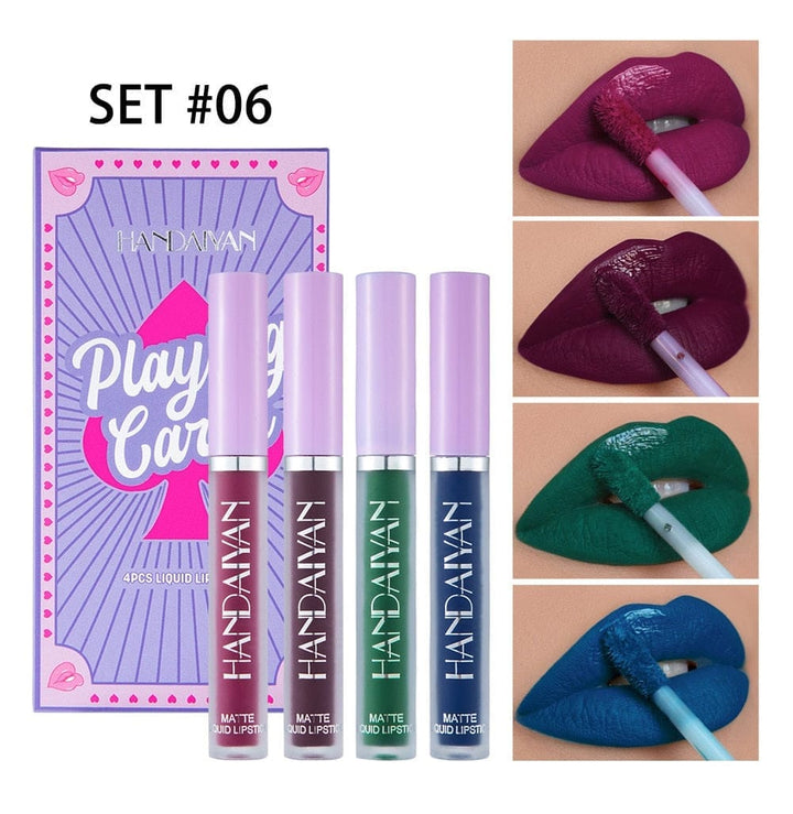 4Pcs/Set Playing Card Velvet Matte Lipstick Bennys Beauty World