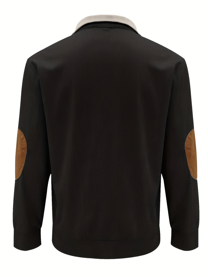 Men's Trendy Patchwork Long Sleeve Henley Shirt-Bennys Beauty World