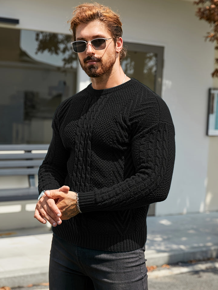 Men's Warm Casual Sweater Fashion Knit Crew Neck Pullover