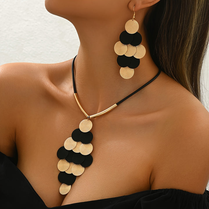 A Stylish Three-Piece Set of Earrings And a Necklace