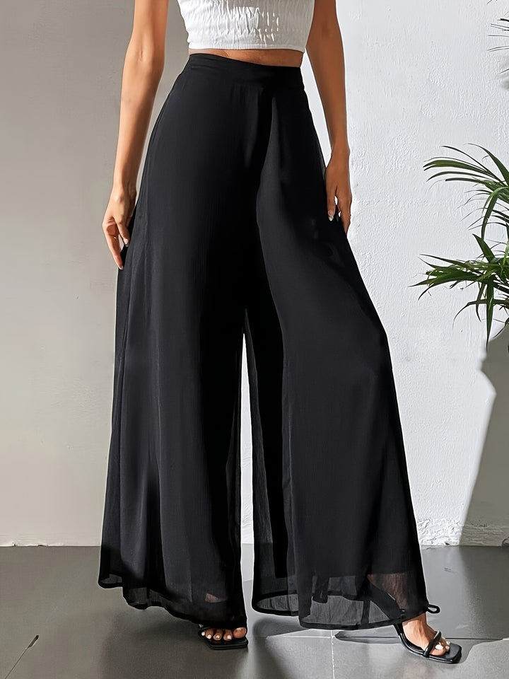 Chic Solid Color High Waist Wide Leg Trousers for Effortless Spring & Summer Style-Bennys Beauty World