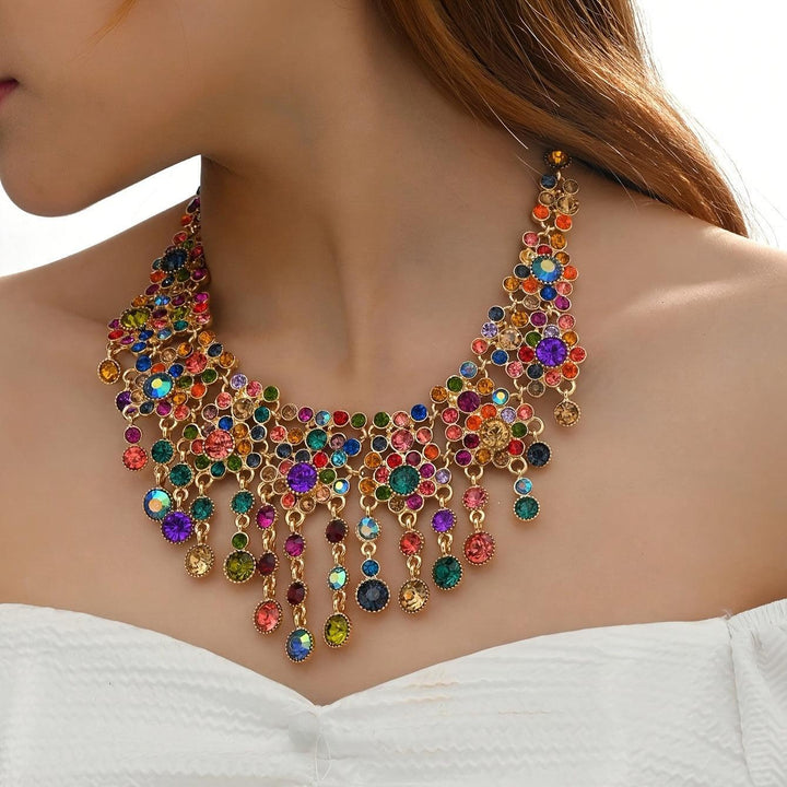 1pc Gorgeous Elegant Colorful Rhinestone Necklace - Bennys Beauty World