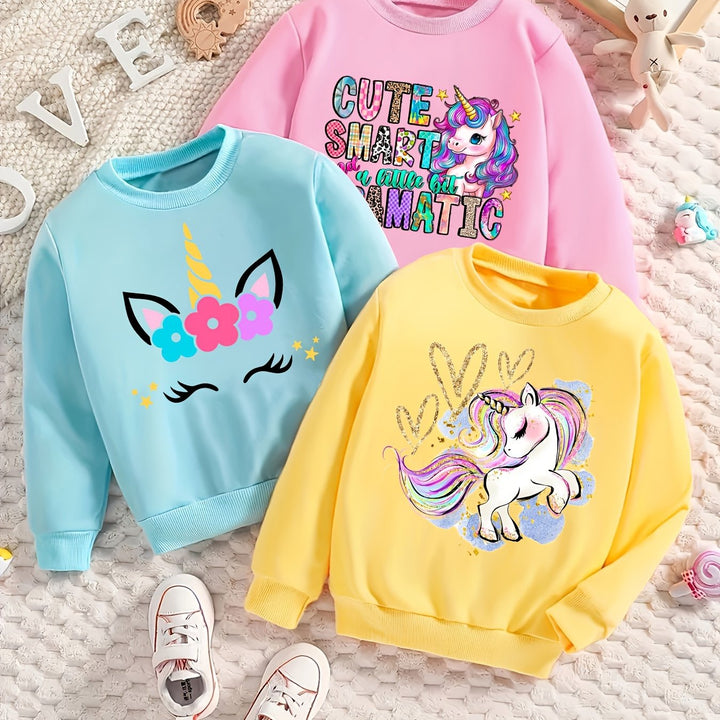 3pcs Girls' Unicorn Sweatshirt Collection