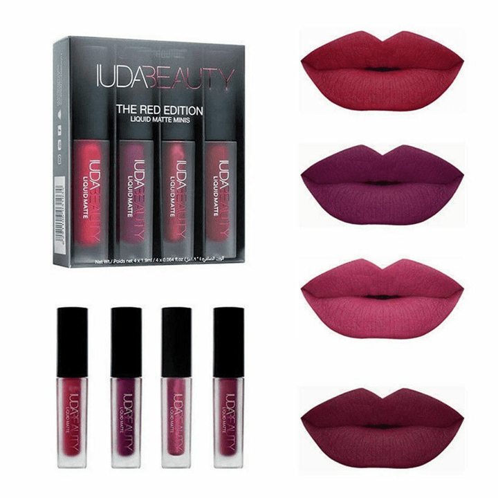 4pcs Matte Lip Gloss Mini Lip Glaze Waterproof Makeup Bennys Beauty World