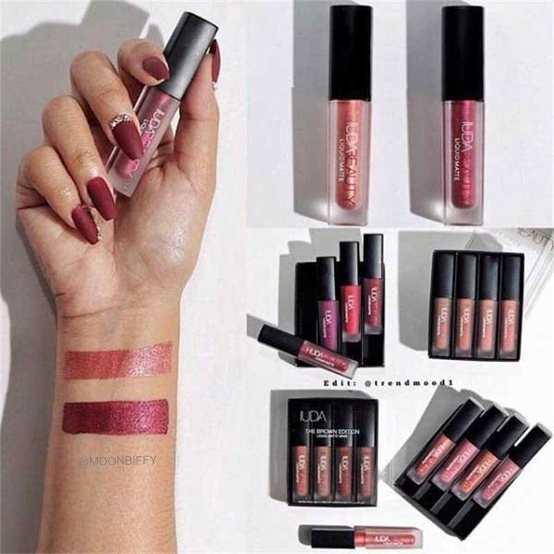 4pcs/set Lipgloss Mini Lip Glaze Set Velvet Matte Waterproof Lipsticks Bennys Beauty World