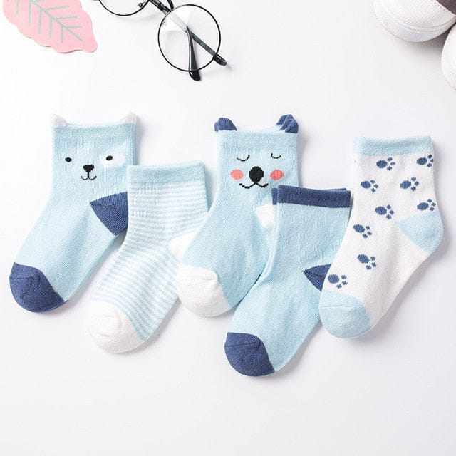 5 Pair/Lot Kids Soft Cotton, Cute Cartoon Socks Bennys Beauty World