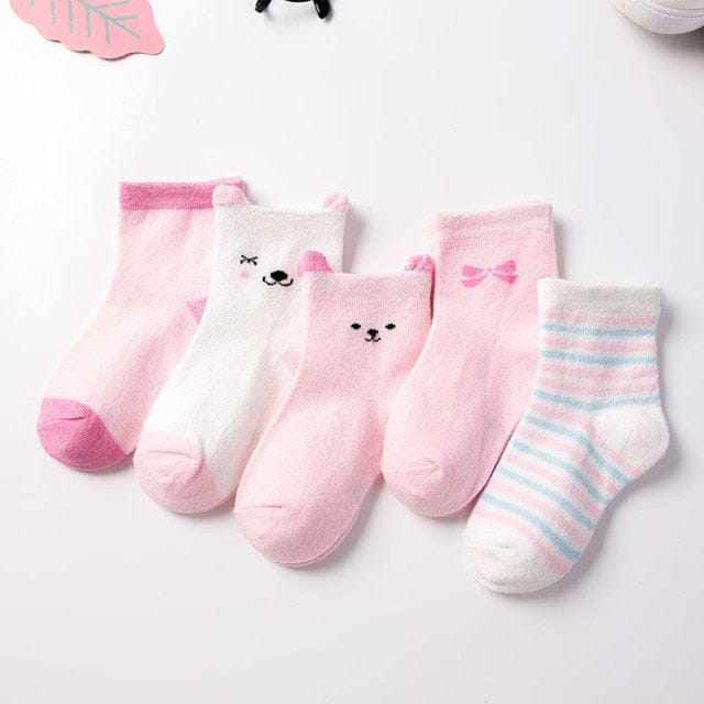 5 Pair/Lot Kids Soft Cotton, Cute Cartoon Socks Bennys Beauty World