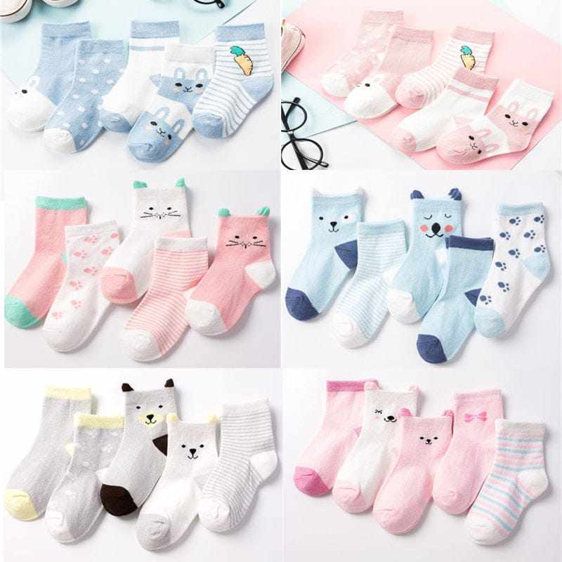 5 Pair/Lot Kids Soft Cotton, Cute Cartoon Socks Bennys Beauty World