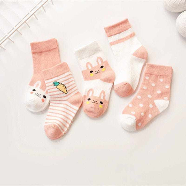 5 Pair/Lot Kids Soft Cotton, Cute Cartoon Socks Bennys Beauty World