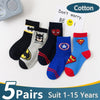 5 Pairs/Lot Cotton Breathable Cartoon Fashion Baby Boys Girls Socks For 1-15 Years Bennys Beauty World