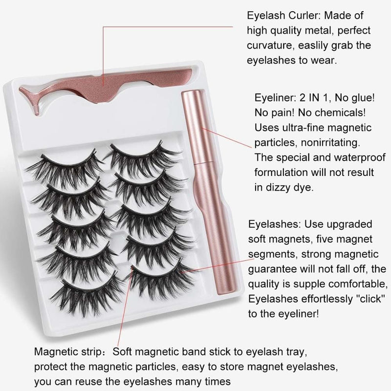 5 Pairs Magnetic Eyelashes Natural long Magnetic False Eyelashes Bennys Beauty World