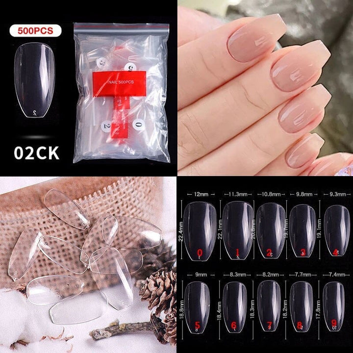 500Pcs Almond Ballerina Short False Nails Bennys Beauty World