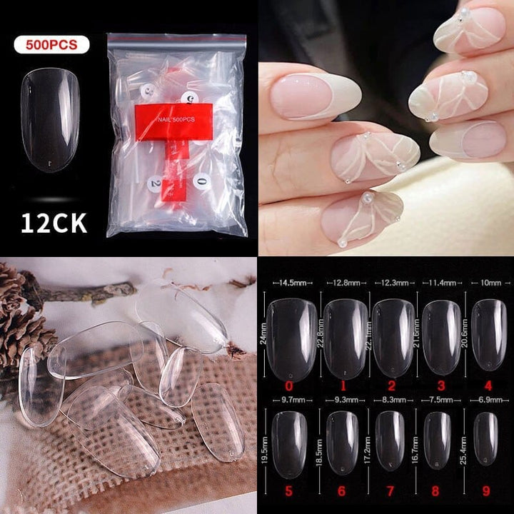 500Pcs Almond Ballerina Short False Nails Bennys Beauty World