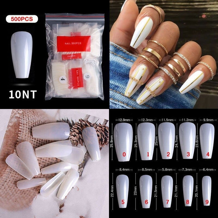 500Pcs Almond Ballerina Short False Nails Bennys Beauty World