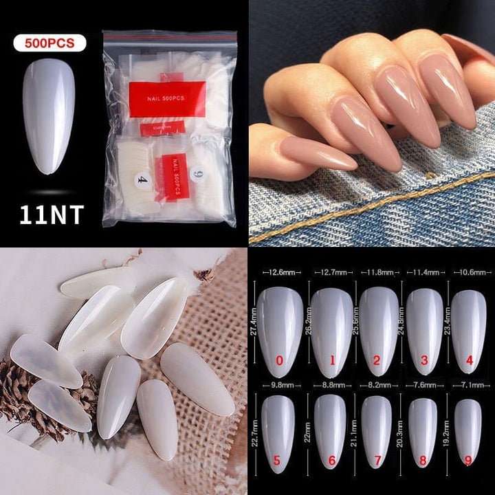 500Pcs Almond Ballerina Short False Nails Bennys Beauty World