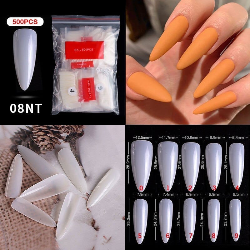 500Pcs Almond Ballerina Short False Nails Bennys Beauty World