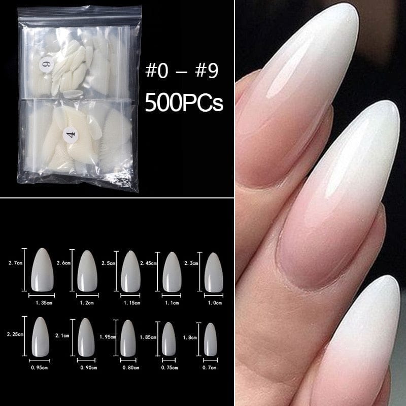 500Pcs Almond Ballerina Short False Nails Bennys Beauty World