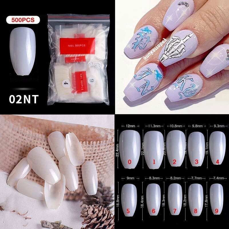 500Pcs Almond Ballerina Short False Nails Bennys Beauty World