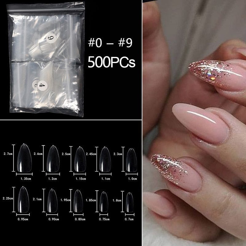 500Pcs Almond Ballerina Short False Nails Bennys Beauty World