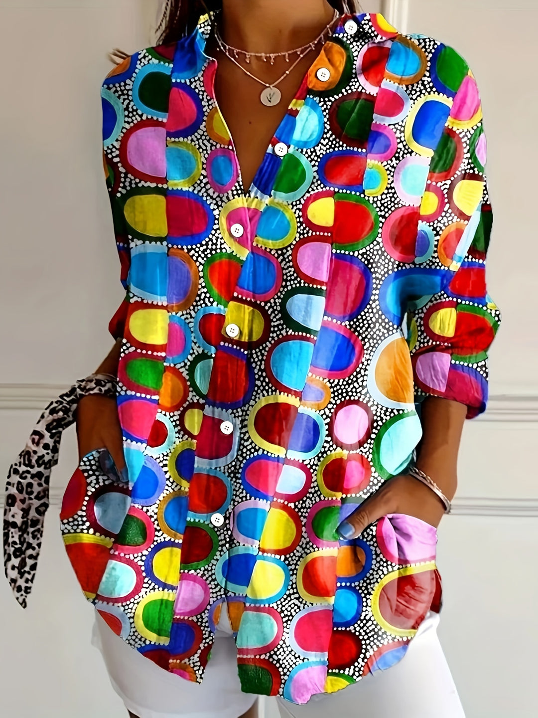Stylish Women's Spring/Summer Colourful Print Shirt
