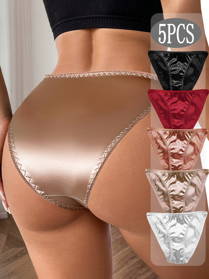 5pcs Luxurious Briefs, Soft and Stretchy, Elastic Panties