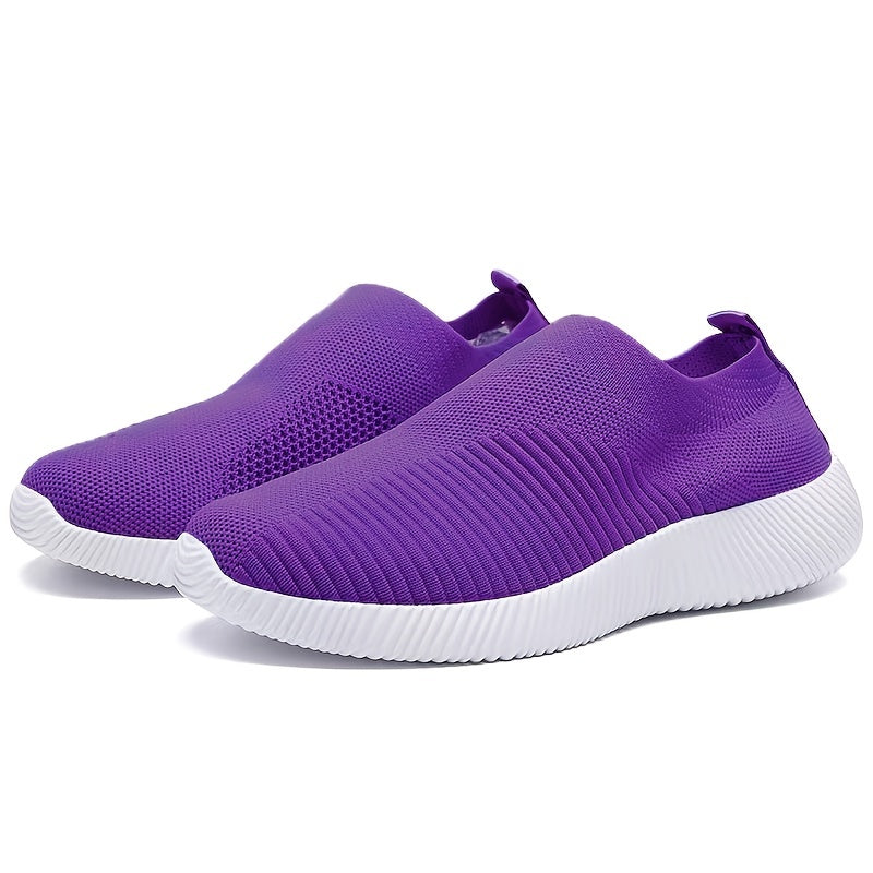 Lightweight Women's Slip-On Sneakers  Solid Color Casual Shoes
