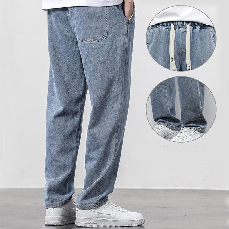 Summer Loose Wide Leg Jeans Pants Men Fashion Drawstring Trousers-pants-Bennys Beauty World