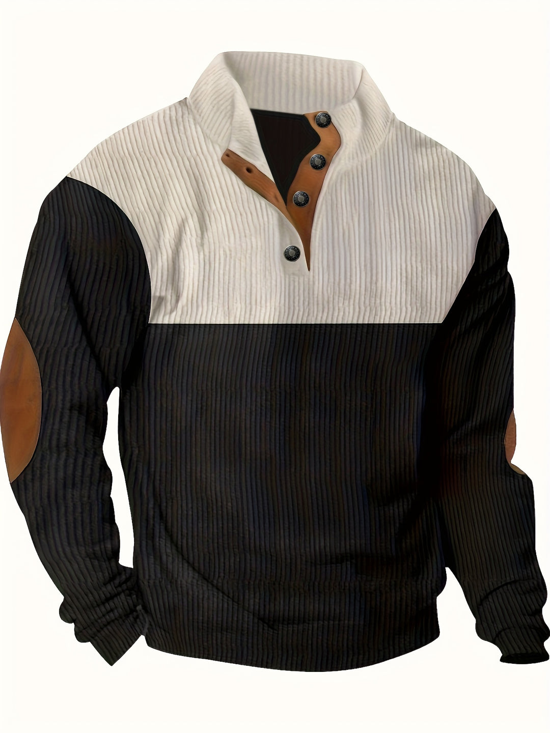 Men's Trendy Patchwork Long Sleeve Henley Shirt-Bennys Beauty World