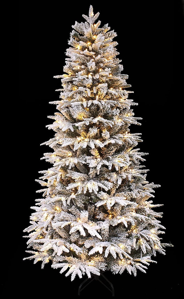 5Ft Snowy Forest Spruce PE Real Feel Artificial Pre-Lit Flocked Christmas Tree (Pre-Lit, 5') BENNYS 