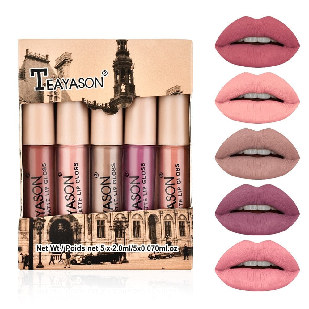 5Pcs/Set Waterproof Lipstick Sexy Matte Lipstick Bennys Beauty World