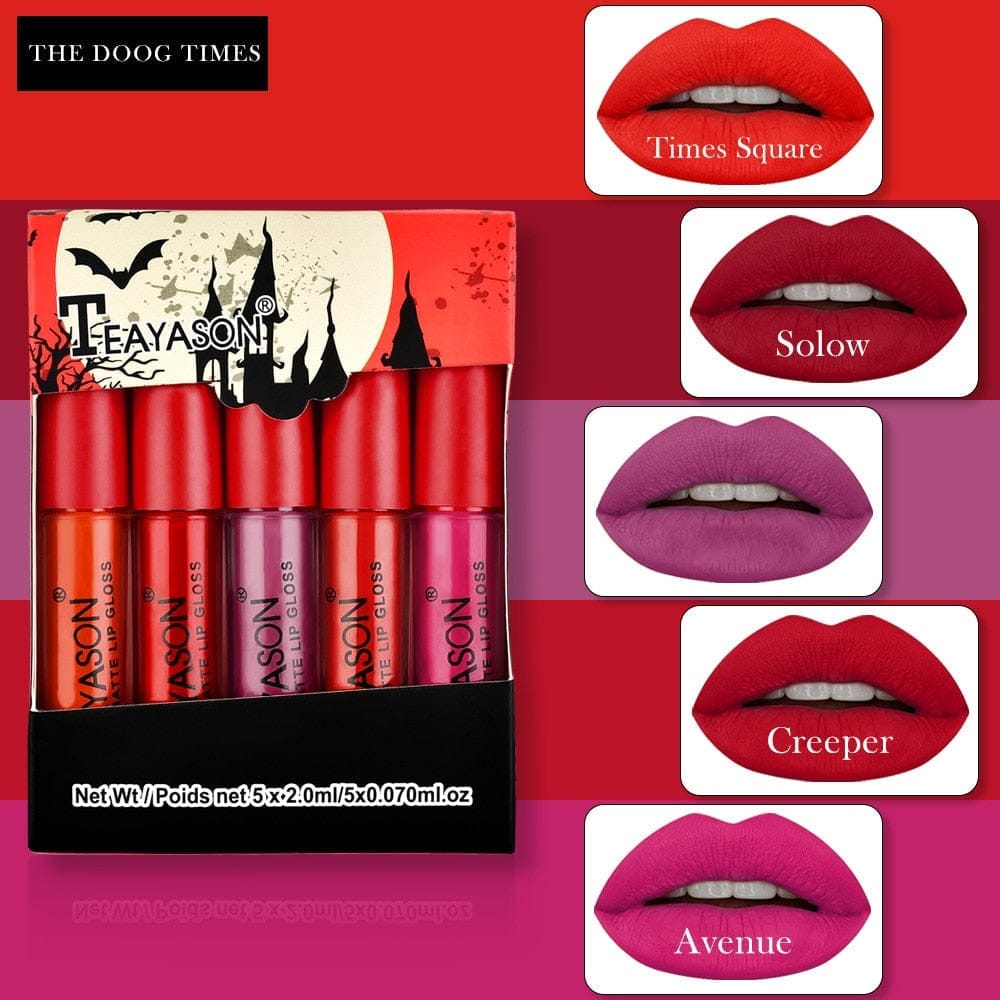 5Pcs/Set Waterproof Lipstick Sexy Matte Lipstick Bennys Beauty World