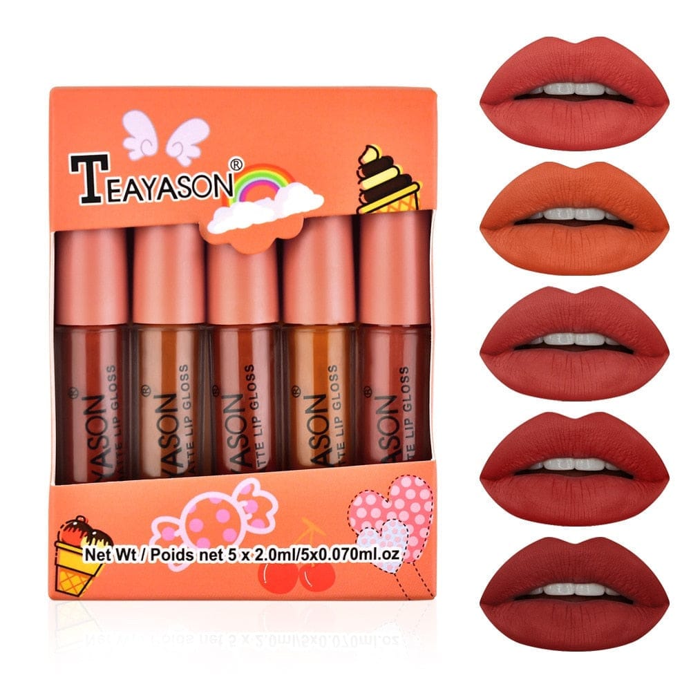 5Pcs/Set Waterproof Lipstick Sexy Matte Lipstick Bennys Beauty World