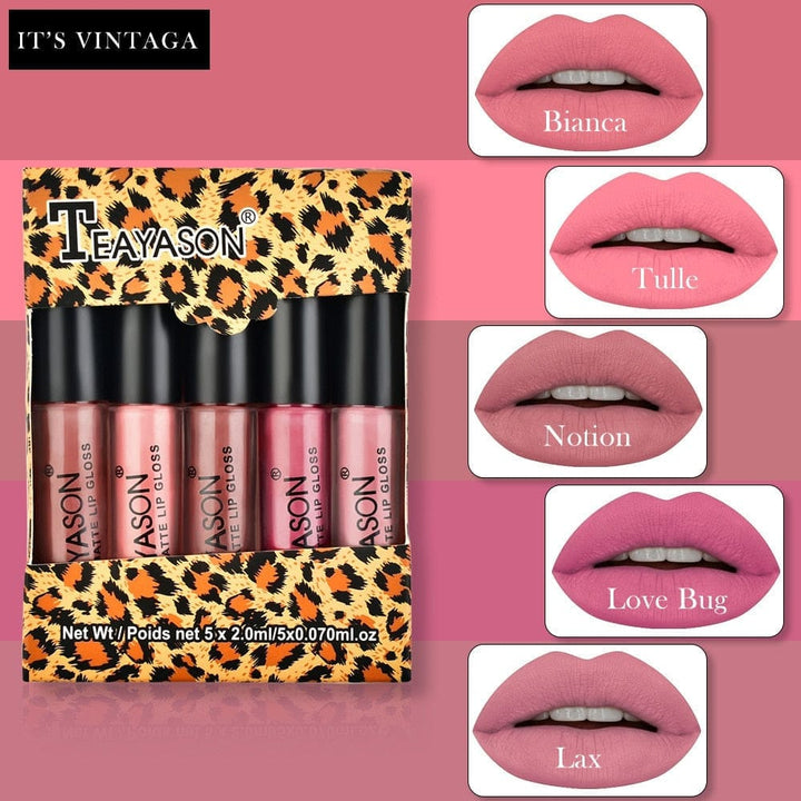 5Pcs/Set Waterproof Lipstick Sexy Matte Lipstick Bennys Beauty World