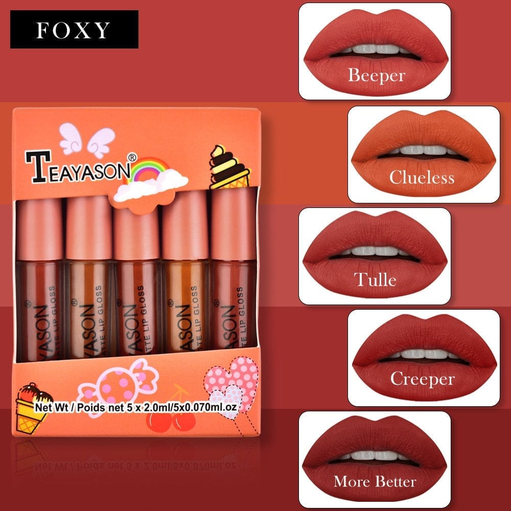 5Pcs/Set Waterproof Lipstick Sexy Matte Lipstick Bennys Beauty World