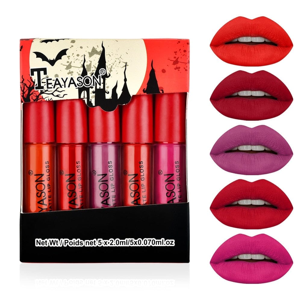 5Pcs/Set Waterproof Lipstick Sexy Matte Lipstick Bennys Beauty World